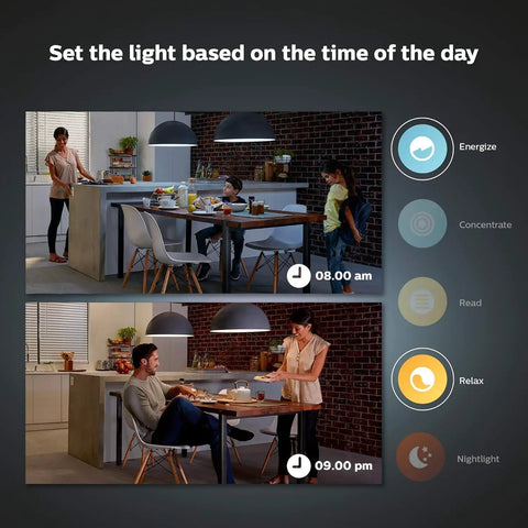 Wireless Smart Light Switch Button Battery Powered And Portable White Remote lighting settings comparison morning and night