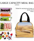 Golden Sand Desert Insulated Lunch Tote With Aluminum Lining, durable polyester, food storage containers and fruits, large capacity.