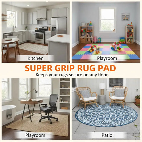 20 Pack Rug Grippers Non Slip Tape for Area Rugs in kitchen, playroom, office, and patio settings, reusable and washable.