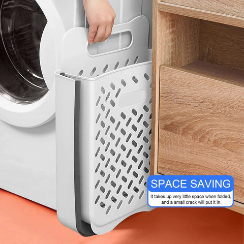 Hanging Laundry Basket Hamper With Handle, Collapsible Wall Mount beside washing machine, Go-To Space Saving Foldable Laundry Organizer