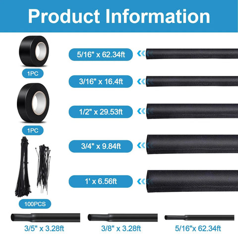 Split Wire Loom Master Kit Pro Grade For Car Cabling No Chew Pet Protection Complete Vehicle Cable Guard sizes and parts shown