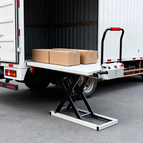Heavy Duty Battery Powered Hydraulic Lift Table With Slide Rails For Trucks And Garages Offers 1100 Lb Capacity Zero Assembly Needed with boxes