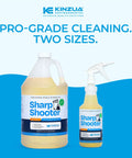 Heavy Duty Trash Can Odor Eliminator And Degreaser, Garbage Surface Cleaner And Deodorizer Foam, in two bottle sizes on display