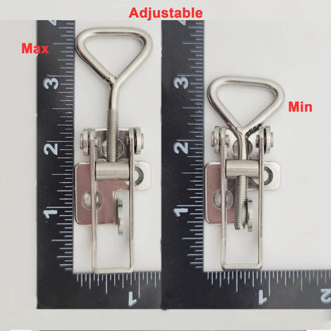 Stainless Steel Adjustable Draw Latch Toggle Clamp Set 2 Pack Small 2.95 To 3.74 Inches Adjustable Grip with ruler scale