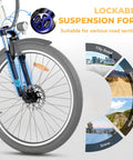 Adult Electric Bike For Daily City Hops, 26 Inch Step-Through Ebike With 350W Brushless Motor, 750W Peak Power, Top Speed Up To 20 MPH, 30-50 Mile Range, Removable Waterproof Battery, Smooth And Easy Ride, front suspension fork and 26-inch wheel
