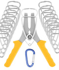 Get A Sweet Deal On This 18Pc Miter Spring Clamp And Pliers Kit, Made With Premium Stainless Steel For Tough Woodworking Jobs, Includes Carabiner Hooks Plus Storage Ring To Keep Your Tools Neat And Ready For Any Project Right Now. 18-piece stainless miter clamp kit with pliers and carabiner hook