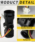 Water Flow Sensor Replacement For Gas Tankless Water Heaters And RV Water Heaters No Brainer Install Reliable Performance High Quality Materials Improves Flow Control And Heater Efficiency, black sensor with wire connector