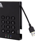 Heavy Duty 500GB Portable External Hard Drive Usb 3.0 with keypad and USB cable for secure data access.