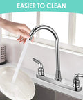 Heavy Duty Rv Kitchen Faucet With Chrome Finish And Abs Body Built Tough Offers Two Levers Plus Eight Inch Base in use at sink.