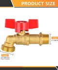 50 Pack Sillcock Hose Bibb Valve Built to Last Tough as Nails 1/2 Inch MIP Inlet To 3/4 Inch MHT Outlet 1/4 Turn Brass Boiler Drain Valve Heavy Duty Corrosion Resistant For Heating Systems Garden Car Wash, brass valve size diagram