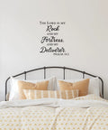 Bible Verse Wall Decals Set With Inspirational Quotes Peel And Stick Religious Scripture Stickers above a bed in a bedroom.