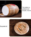Solid Ceramic Rice Bucket Jar With Lid, Airtight Food Storage Crock For Grains Snacks Coffee Beans Dispenser, showing polished bottom.