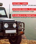 Off-road vehicle with 3 Foot Fiberglass CB Radio Antenna Built Beefed Up With 1000 Watt Power, featuring UV resistance and signal clarity.
