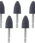 Five Piece Stone Grinding Bits Set For Rotary Tools With One Quarter Inch Hex Shank Cone Shaped Grinding Wheels Ideal For Polishing Deburring Carving And Engraving In Tight Spaces