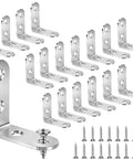 Stainless Steel L Brackets Set, 18 Pack 90 Degree Right Angle Corner Braces For Shelves, Wood Furniture, Cabinets, And Drawers