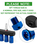 Workhorse Aluminum 3 Way Air Manifold And Splitter With Four Ports For Pneumatic Tools Inline Quick Connect Sockets close-up