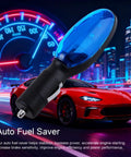 Plug And Play Portable Fuel Saver For Cars And Trucks with magnetic retuning technology next to a red sports car.