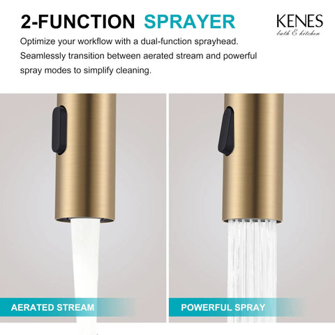 Sleek Champagne Bronze Pull Down Bathroom Faucet Featuring Twin Handles And Flexible Spray Wand Delivering Heavy Duty Performance Snug Fit On Any Widespread Sink Setup Crafted Completely Lead Free displaying aerated stream and powerful spray functions.