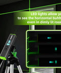 Portable Laser Level With Light And Magnetic Pocket Torpedo Tool For 15 Ft Cross Line Vertical And Horizontal Bubbles Handy For Hanging Pictures Walls And Home Renovation Projects Green Line on tripod