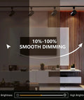 Six Pack 20W Dimmable LED Track Lighting Heads H Type, displayed with 10%-100% dimming range in a modern living room setting