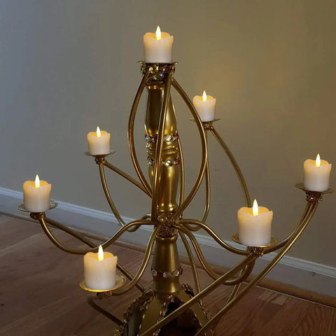 Flameless Votive Candles With Timer Real Wax 2 By 2 Battery Operated 6 Pack on elegant gold candelabra