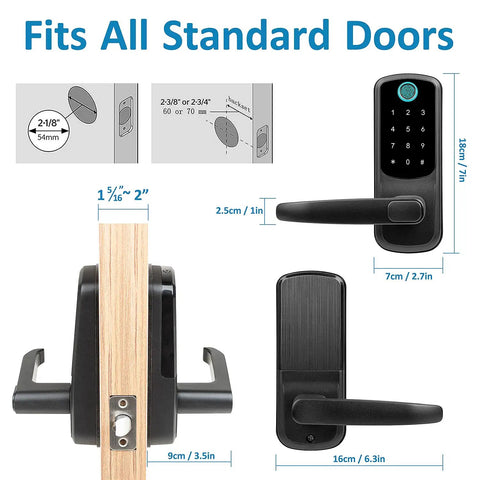Smart Door Lock With Fingerprint Code Fob Phone Or Key Entry Auto Lock Works With Alexa And Google Home All In One Keyless Entry fits standard doors