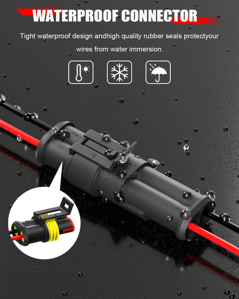 Two Pin Waterproof Car Wire Connectors 22AWG Quick Disconnect Automotive Electrical Connectors for Truck Trailer Van Marine Boat Yacht