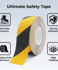 Heavy Duty Non Slip Traction Tape For Indoor Outdoor Stairs And Floors, Waterproof Yellow Caution Grip Tape, 2 Inch Wide By 35 Feet, Safe Anti Slip Tape For Steps And Treads