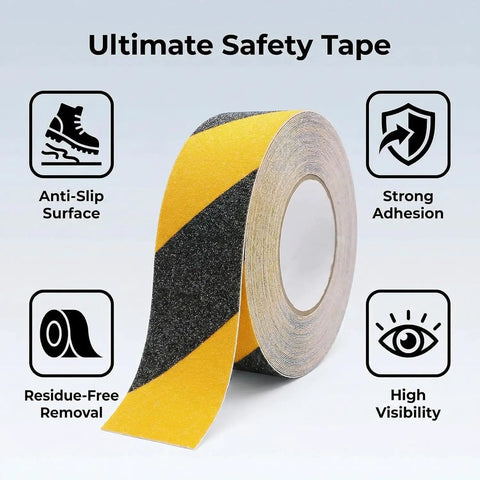 Heavy Duty Non Slip Traction Tape For Indoor Outdoor Stairs And Floors, Waterproof Yellow Caution Grip Tape, 2 Inch Wide By 35 Feet, Safe Anti Slip Tape For Steps And Treads