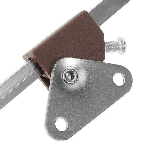 Close-up of Beefy Heavy Duty Iron Cabinet Hinges Two Pack With Strong Stability And Reliable Support showing metal and brown components.