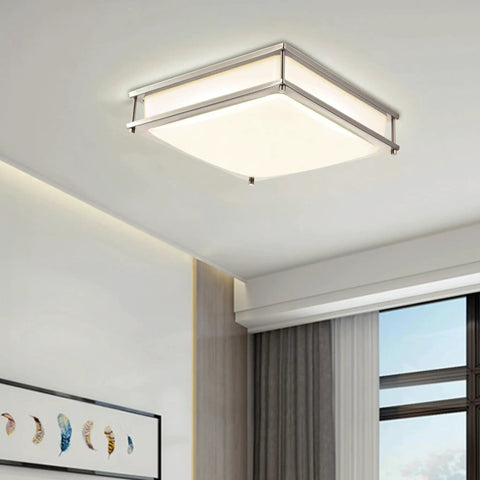 Light Up Your Space With This Dope 12 Inch LED Square Flush Mount Ceiling Light, 15W Double Ring, 4000K Neutral White in brushed nickel