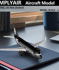 One Four Hundred Scale Air New Zealand Airplane Model Ready To Display No Assembly Alloy Fuselage With Plastic Bottom Fittings Five Point Six Inch Long Five Inch Wingspan Ideal Collectible Desk Shelf Display in office setting
