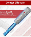 Single drill bit from 8-Pack Diamond Drill Bits For Ceramic Tiles 2-In-1 Drill And Mill With Built-In Cooling Wax Hex Shank Vacuum Brazed For Porcelain Glass Marble Granite Home DIY Renovation.
