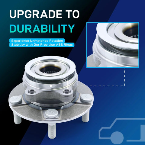 Front Wheel Hub and Bearing Assembly Replacement for Front Left Or Right 5 Lug ABS with 4 Hole Flange, fits Nissan Rogue Sentra.