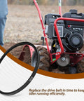 Rear Tine Tiller Belt For Earthquake Cultivator 12 X 728 4L Tooth HA Drive Belt Compatible With Versa Tiller shown with tiller