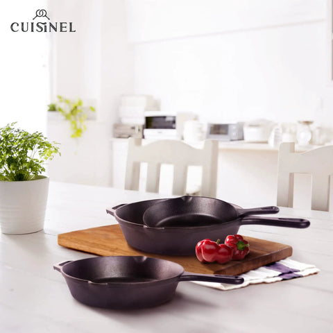 Cast Iron Skillet Set 8 Inch 10 Inch 12 Inch Pre Seasoned Frying Pans With Silicone Handle Grip Covers For Indoor Outdoor Use