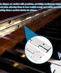 Close-up of Straight Up Heavy Duty Stainless Steel Piano Hinge 48 Inch Long By 1 5 Inch Wide on a piano, showcasing smooth motion.