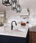 hansgrohe Joleena Pull Down Kitchen Faucet, Transitional, Magnetic Hand Sprayer, 1-Handle, 1.75 GPM, Matte Black, 04112670 on countertop