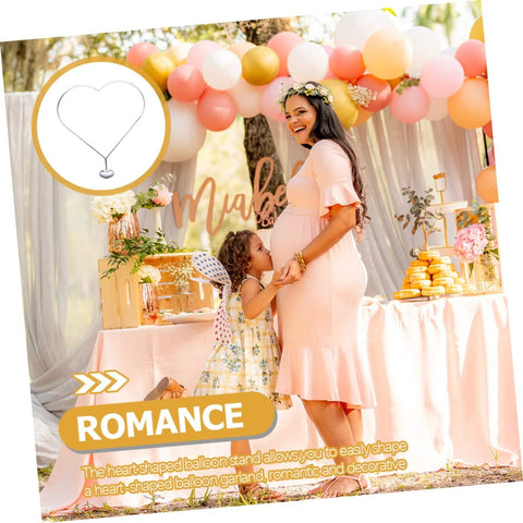 LABRIMP heart-shaped balloon stand kit for wedding decor; pastel arch for parties, outdoor celebration with pregnant woman and child