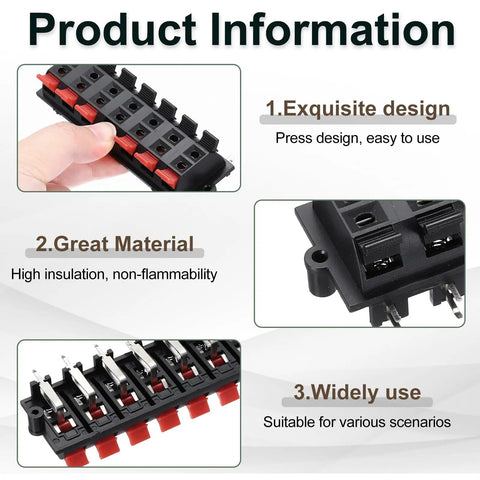 14 Way Spring Terminal Clip Push Release Connector Plate Jack Socket For Speaker Terminals Strip Block Test Clip WP14-03B