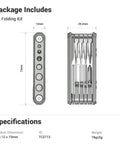 Universal Folding Tool for Videographers Nine In One Pro Grade Multi Tool Kit compact design dimensions and specifications
