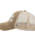 Side view of RV Traveler Cap For Road Trips And Camper Vacations, Pilot Style Trucker Hat With Golf Vibe, mesh back design