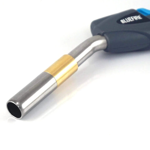 Close-up of Self Igniting 3Ft Hose Gas Welding Torch With Swirl Flame Brass Burn Tube Handy Hanging Clip Compatible With MAPP MAP Pro Propane