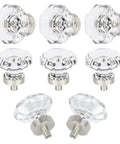 Crystal Glass Dresser Cabinet Knobs 8 Pack Brushed Nickel Octagon Pulls for Dresser Drawers Bathroom Kitchen Cabinets Glam Look Sparkl