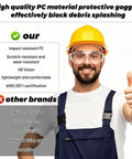 100 Pack Clear Safety Glasses For Men And Women, Ansi Z87.1 Certified Polycarbonate Eye Protection Crew Essentials Rig Ready Gear For Hard Hitting Construction And Labor Hustles worn by a worker with thumbs up.