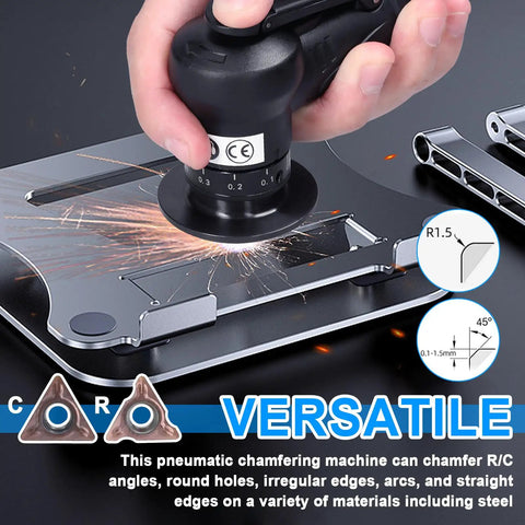 Heavy Duty Pneumatic Chamfering Machine Portable Angle Grinder Tool For Metal Wood Acrylic Steel Aluminum Copper Deburring beveling edges on metal.