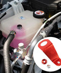 Beefed Up Radiator Stay Mount Bracket For EG 92-95 Civic, Easy Bolt-On Install In 30 Minutes, Heavy Duty Aluminum Cooling Bracket Reducing Weight And Vibration, DIY Car Upgrade displayed above a radiator system.