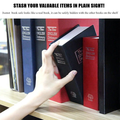 Hidden Book Safe With Combination Lock Small Black Metal Safe Box For Home Or Office Use Great For Stash Cash Jewelry Keys And Valuables