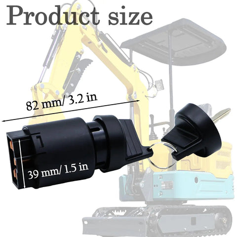 Heavy Duty Ignition Starter Switch For Cape Generator 6500 6700 427 186F And AGT 5K 7X Mini Excavators; black housing and size details