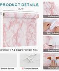 Pink Marble Contact Paper for Countertops Peel And Stick Self Adhesive Vinyl Wrap Glossy Blush Pink Waterproof 15.7 Inch Wide